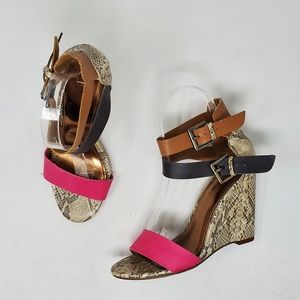 Worthington Vinny Wedge Heel Sandals Scrappy Size 7